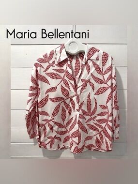 MARIA BELLENTANI  – White Blouse and res Size M/L (estimated)
